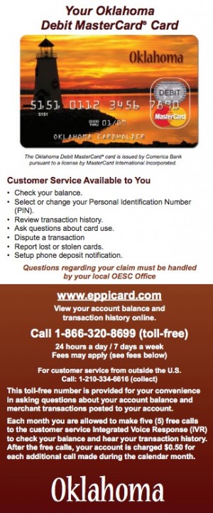 Oklahoma EPPICard Customer Service Unemployment Benefits Card - Eppicard Help