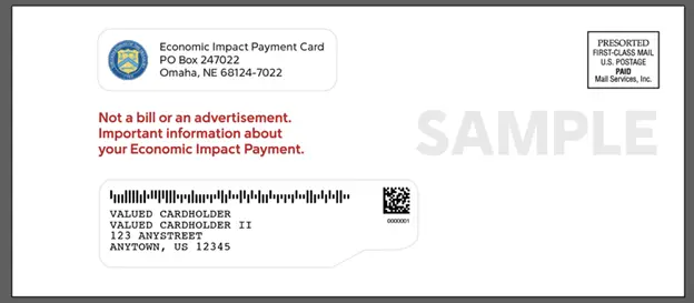 EIP Stimulus Debit Card Envelope
